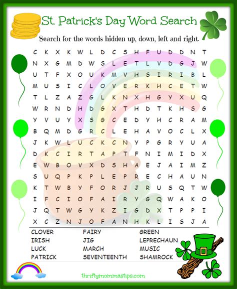 Saint Patrick S Day Word Search Printable